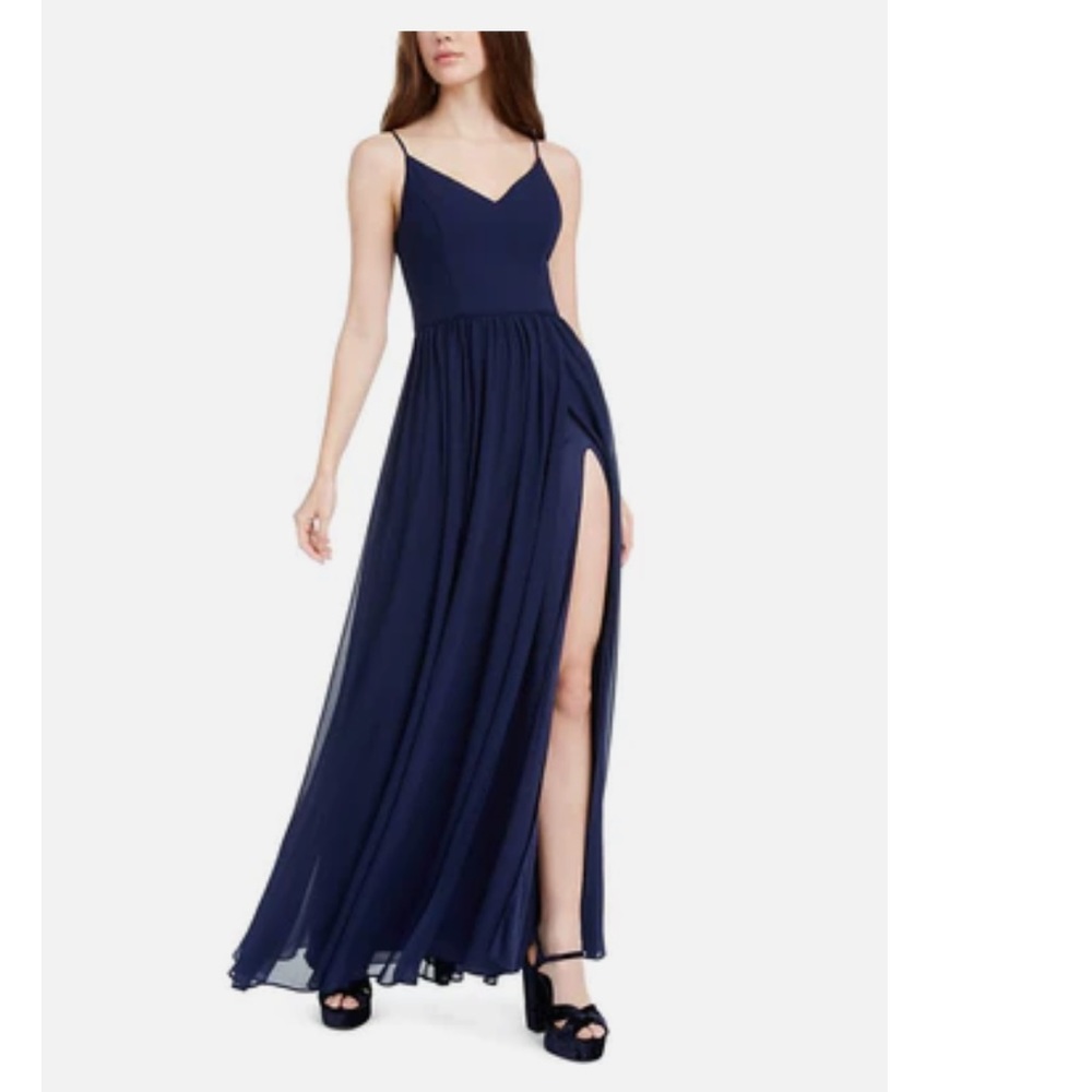 Fame and Partners Navy Stapped Maxi Dress NWT